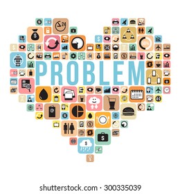 Infographics icon in heart shape. vector format