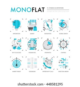 Infographics icons collection of conceptual business symbols and new leadership metaphors. Modern thin line icons set. Premium quality vector illustration concept. Flat design web graphics elements.