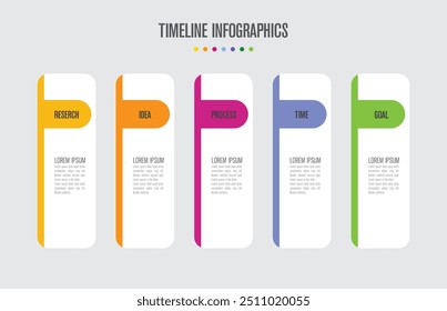 Infographics Illustration modelo de design com ícones e 5 opções ou etapas. Pode ser usado para processo, apresentações, layout, banner, elemento de gráfico de informações