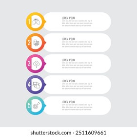 Infographics Illustration design template with icons and 5 options or steps. Can be used for process, presentations, layout, banner, info graph element
