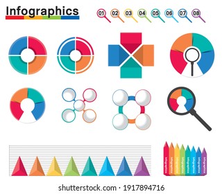 Infographics, illustration set, 4-split pie chart, chart diagram, PDCA, business, icon