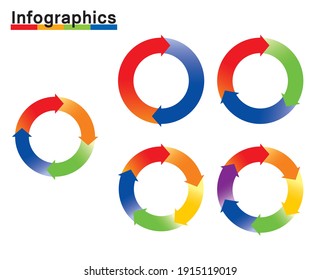 Infographics illustration set of charts. Chart of split circles and arrows, PDCA, business, process management.