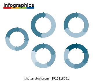 Infographics illustration set of charts. Chart of split circles and arrows, PDCA, business, process management.