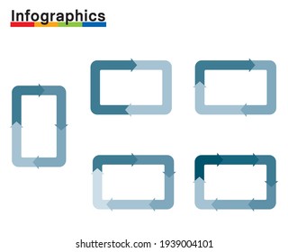 Infographics Illustration Set, Split Square Rectangle and Arrow Chart Diagram PDCA Business