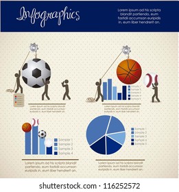 infographics illustration of sports, with icons of people, vector illustration