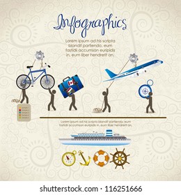 infographics illustration of transportation icons with icons of people, vector illustration