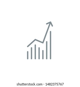 infographics increase outline flat icon. Single high quality outline logo symbol for web design mobile app. Thin line data information logo. gray icon pictogram isolated on white background