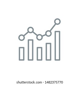 infographics increase outline flat icon. Single high quality outline logo symbol for web design mobile app. Thin line data information logo. gray icon pictogram isolated on white background
