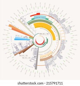 Infographics Industrial buildings and residential areas , Set Of vector infographics and Information Graphics, Modern city Infographics circle  style Vector illustration