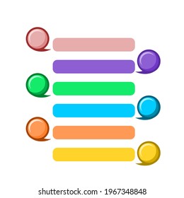 Infographics for inserting text.There are square and circle frames.There are purple, yellow, red, blue, orange and green.Vector illustration isolated on white background.