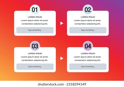 Infographics Instagram Question Sticker. Ask Me a Question. Diagram representing 4 stages. Vector illustration for presentation. Social Media infographics On Gradient Background.