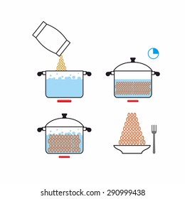 Infographics Instructions cooking meal. Illustrations of recipe of cooking products. Manual for cooks. Vector illustration
