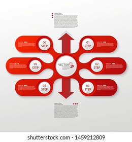 Infographics. Layout of the business plan. Presentation of a new project. Six steps of development. Graphic information. Marketing. Vector illustration.