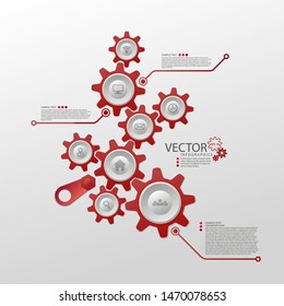 Infographics. The layout of the business plan. Presentation of a new project. Clockwork, gears. Cyclic orientation. Graphic information. Marketing. Vector illustration.
