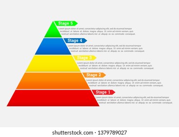 Infographics lead generation, business development strategy pyramid for application and website presentations, flat design