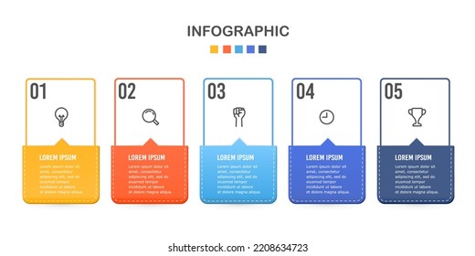 Infographics leather wallet with card holder 5 process workflow. Vector illustration