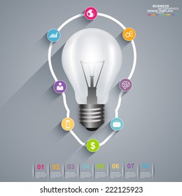 Infographics light bulb vector design template
