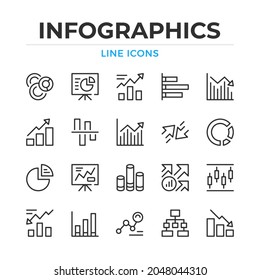 Infographics line icons set. Modern outline elements, graphic design concepts, simple symbols collection. Vector line icons