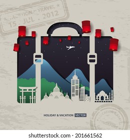 Infographics luggage bag Travel and Vacation concept elements.