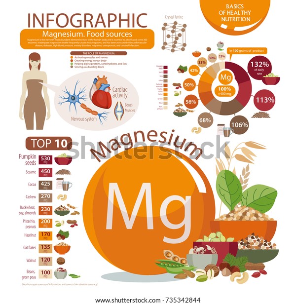 Infographics Magnesium Food Sources Pie Chart Stock Vector ...