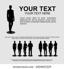 Infographics man and woman with suit silhouttes, isolated on grey background