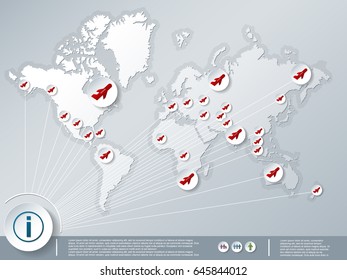 Infographics map fly vector illustration