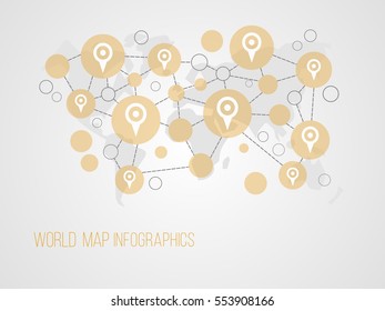 Infographics map with symbols and space for text for presentations, web design and business