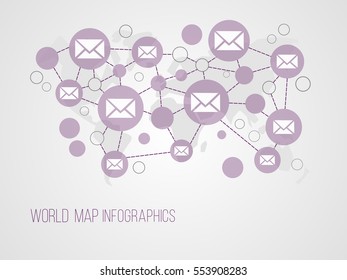 Infographics map with symbols and space for text for presentations, web design and business