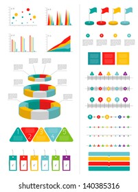 Infographics marketing set with charts, diagrams and speech bubbles.