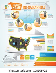 Infographics master collection: graphs, histograms, arrows, chart, 3D globe, icons and a lot of related design elements