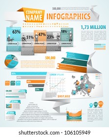Infographics master collection: graphs, histograms, arrows, chart, 3D globe, icons and a lot of related design elements