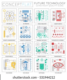 Infographics mini concept Future technology icons for web. Premium quality design web graphics icons elements. Future technology concepts