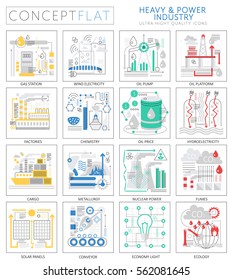 Infographics mini concept Heavy and power industry icons for web. Premium quality design web graphics icons elements. Heavy power industry concepts