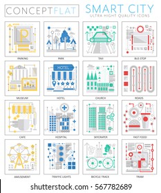 Infographics mini concept Smart modern city elements icons for web. Premium quality design web graphics icons elements. Smart city concepts