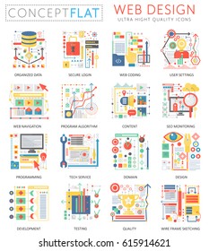 Infographics mini concept Web design icons and digital marketing for web. Premium concept icons. Web app design concepts.