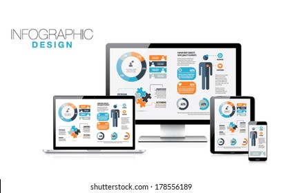 Infographics in modern realistic computers vector illustration