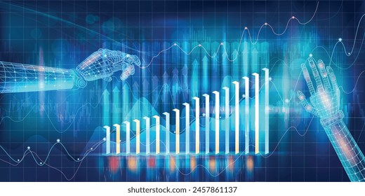 Infographics of new technologies in the global economy with positive dynamics of financial growth