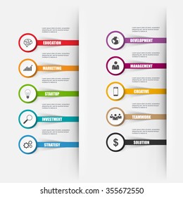 Infographics number options. Can be used for workflow layout, data visualization, business concept with 10 stick options, parts, steps or processes, banner, diagram, chart, web design.