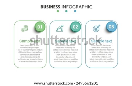 Infographics number options template with 3 options or steps
