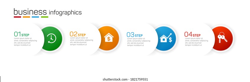  Infografik Zahlenoptionen Vorlage mit 4 Schritten . Kann für das Workflow-Layout, Diagramm, Geschäftsoptionen, Banner, Webdesign verwendet werden