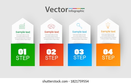  Infographics number options template with 4 steps . Can be  used for workflow layout, diagram, business  options, banner, web design