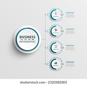 Plantilla de opciones de número de infografías con 4 pasos. Se puede utilizar para diseño de flujo de trabajo, diagrama, opciones de negocio, banner, diseño web