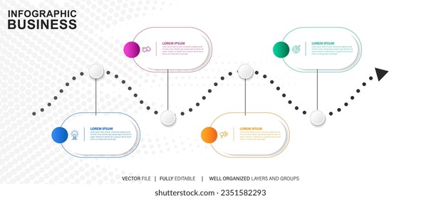 Infographics number options template with  4 steps . Can be  used for workflow layout, diagram, business  options, banner, web design
