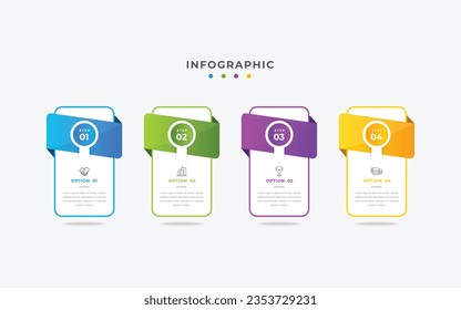 Plantilla de opciones de número de infografías con 4 pasos