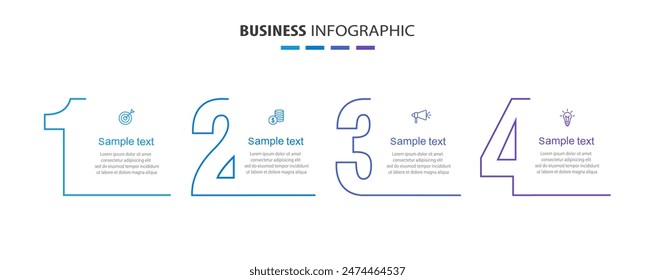 Plantilla de opciones numéricas de Infographics con 4 opciones o pasos. Se puede utilizar para el diseño del flujo de trabajo, diagrama, opciones de negocio, Anuncio, Diseño web