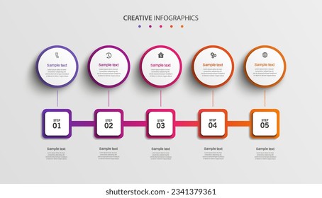 Infografik-Zahlenoptionen Vorlage mit 5 Schritten . Kann für das Workflow-Layout, Diagramm, Geschäftsoptionen, Banner, Webdesign verwendet werden
