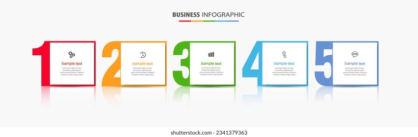Infographics number options template with 5 steps . Can be  used for workflow layout, diagram, business  options, banner, web design