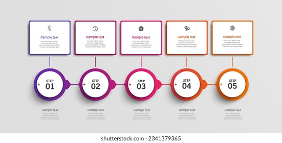 Infographics number options template with 5 steps . Can be  used for workflow layout, diagram, business  options, banner, web design