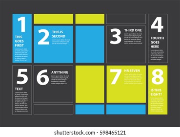 Opciones de número de infografía o diseño de menú de plantilla o de varias opciones con colores vibrantes.