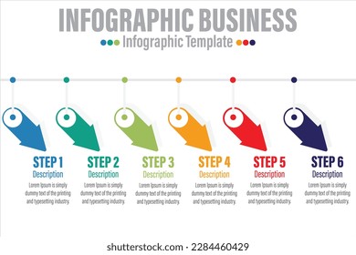  infographics number options template with steps, with 6 Steps, Six 6 option 6 label. Can be used for workflow layout, diagram, business step options, banner, web design.